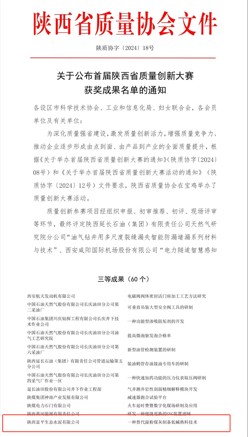 贊！富平公司質(zhì)量管理再獲新獎項